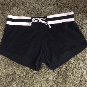 Women's Black terry cloth Shorts with Pink Trim
